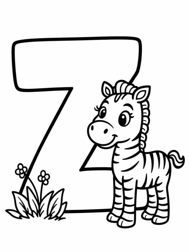Coloriage lettre Z avec zèbre