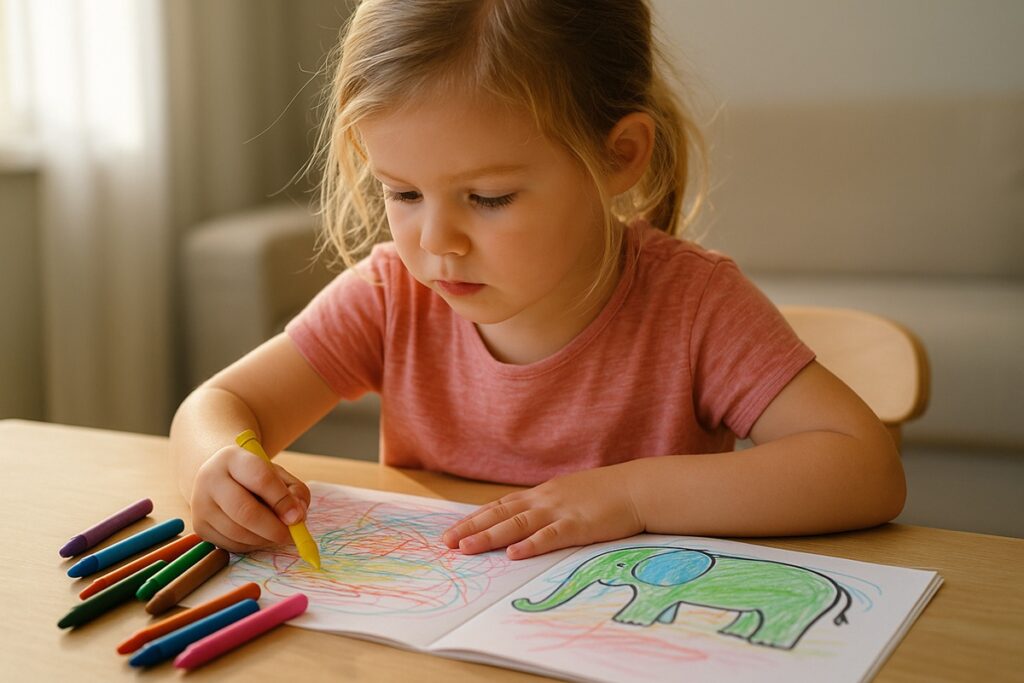 jeune enfant qui colorie