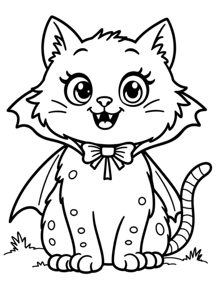 Coloriage chat vampire