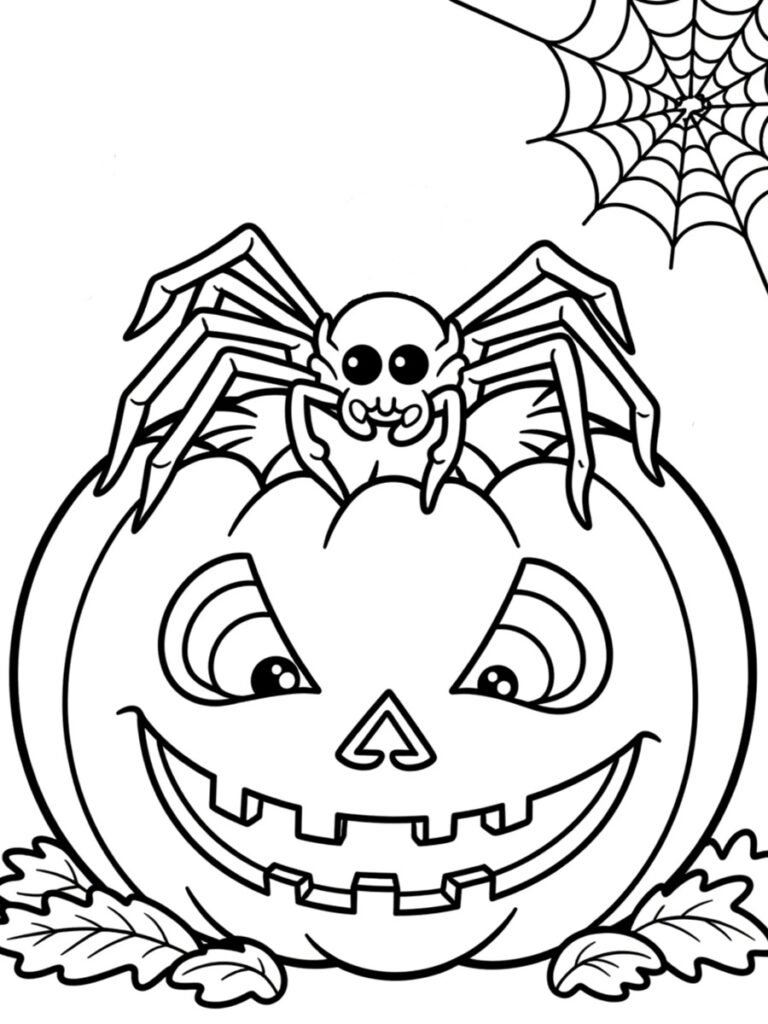 Coloriage citrouille et araignée