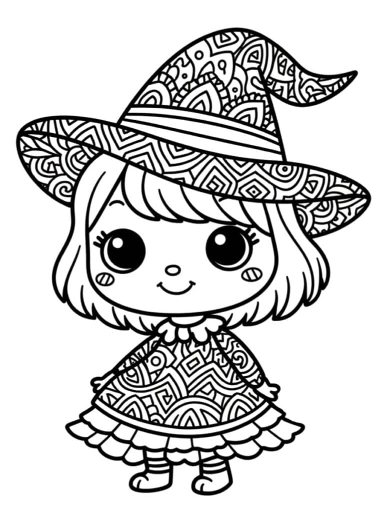 Coloriage sorcière mandala