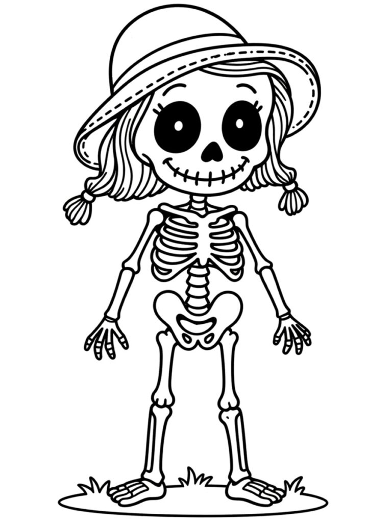 Coloriage squelette fille