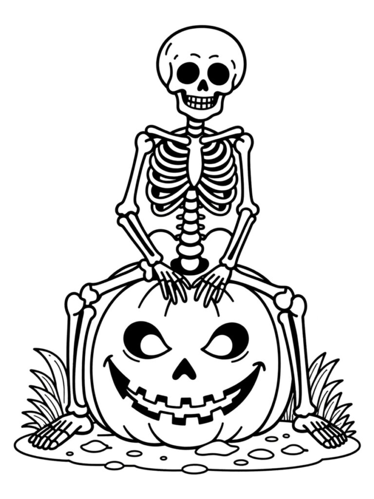 Coloriage squelette Halloween