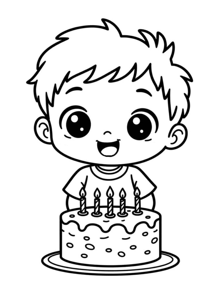 Coloriage garçon anniversaire