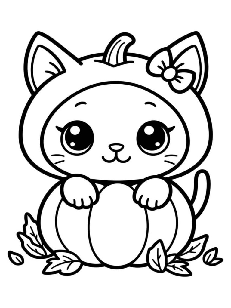 Coloriage chat citrouille