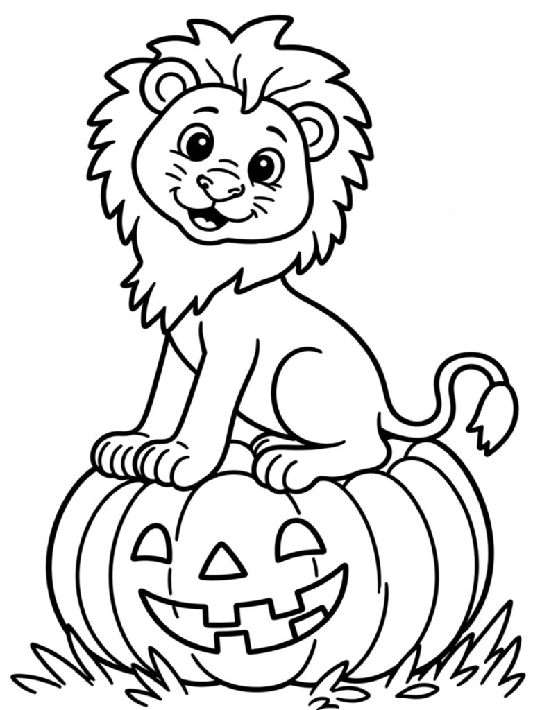 Coloriage lion Halloween