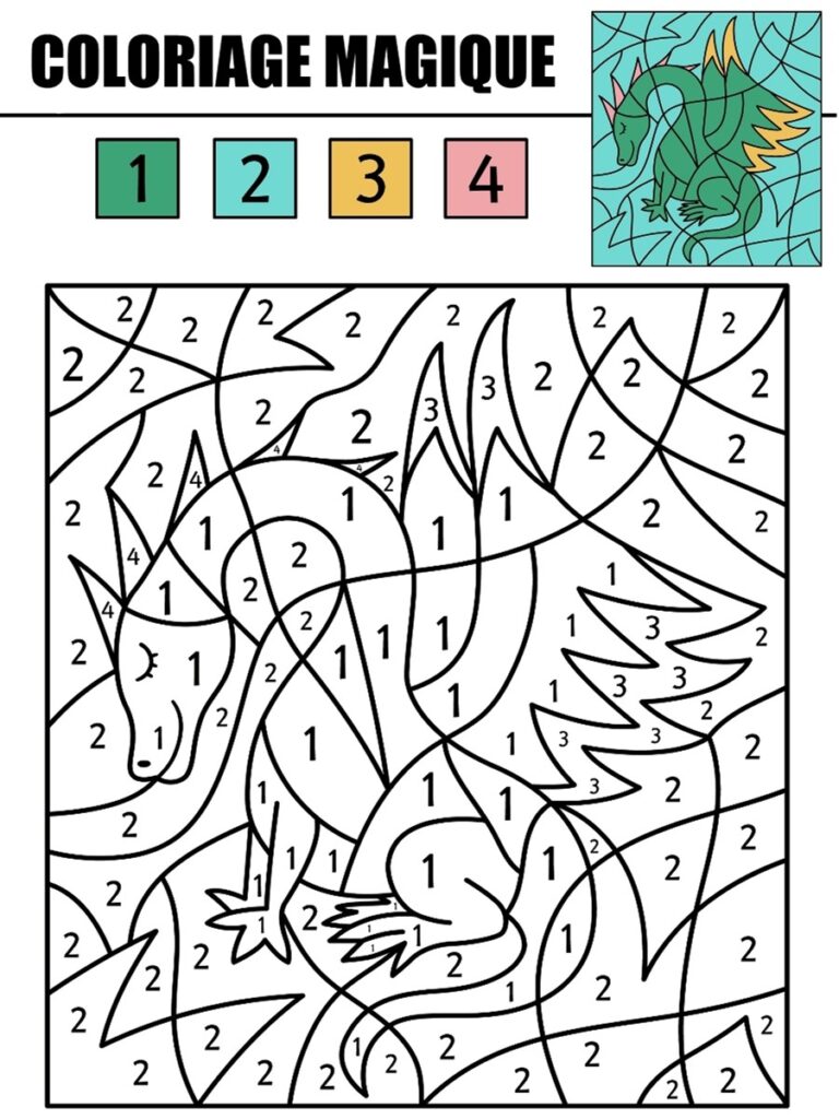 Coloriage magique dragon