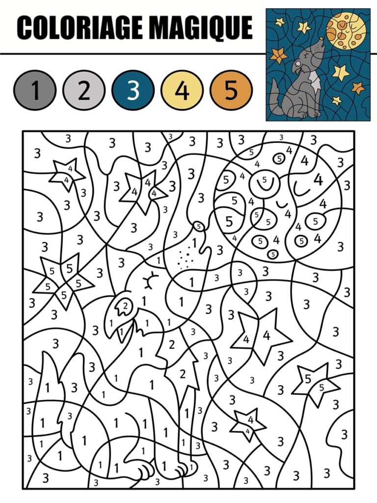 Coloriage magique loup