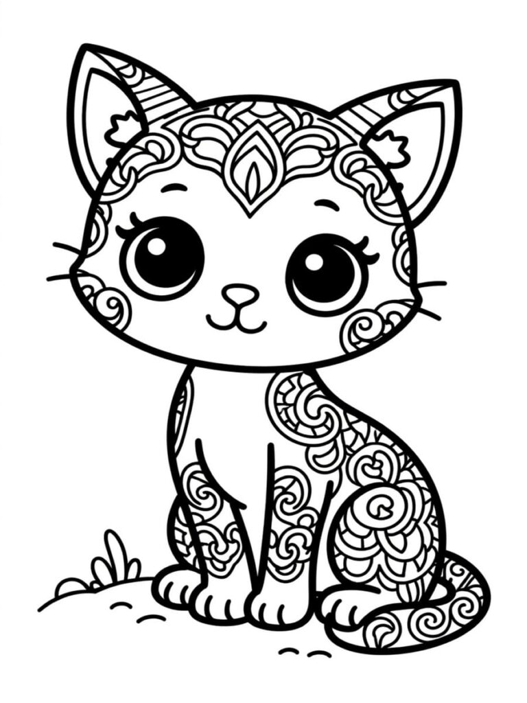 Chat mandala kawaii coloriage mandala chat kawaii