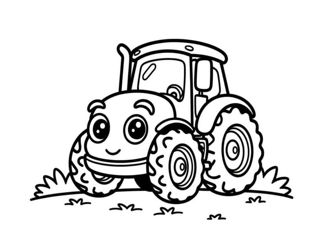 Coloriage tracteur kawaii
