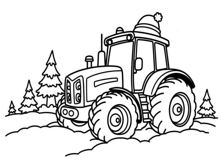 Coloriage tracteur Noël