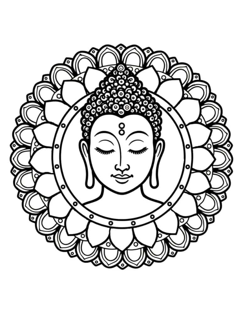 Coloriage Bouddha mandala