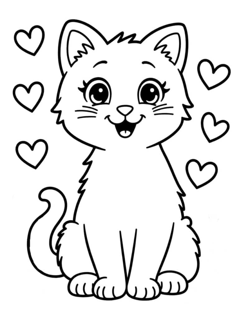 Coloriage chat amoureux
