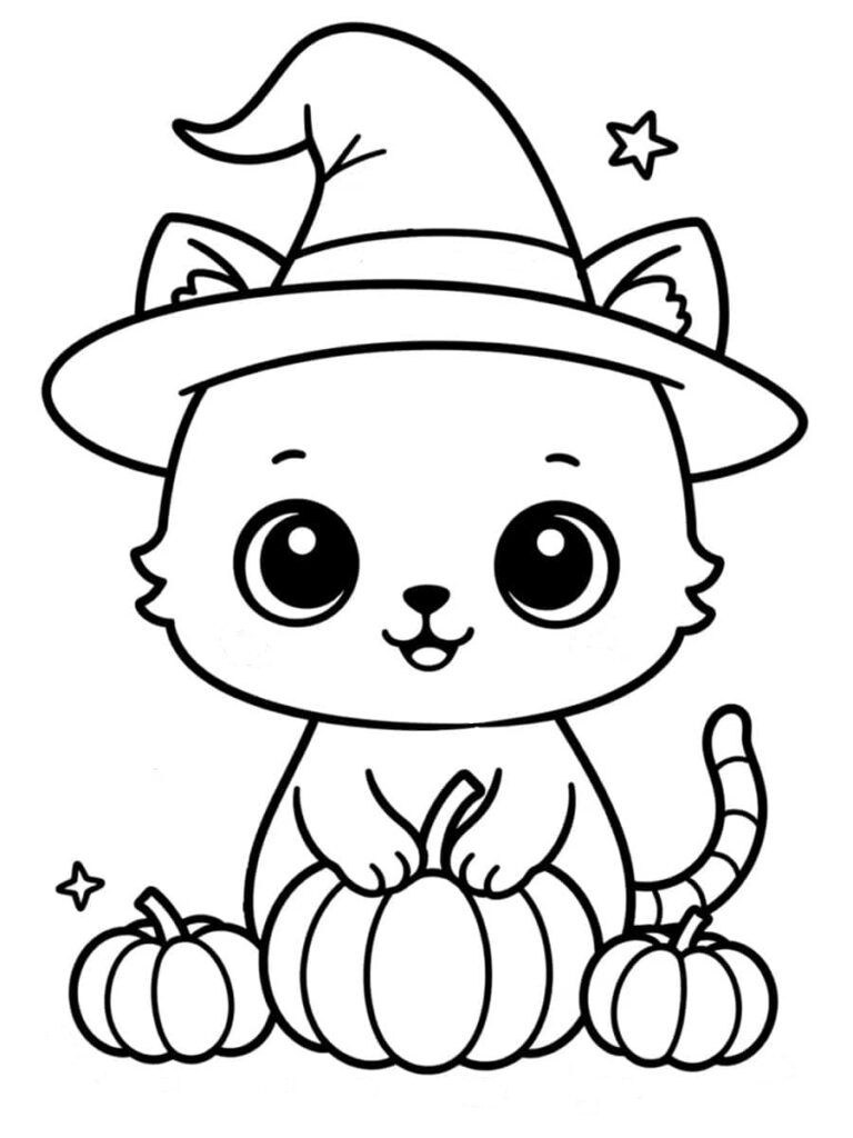 Coloriage chat Halloween