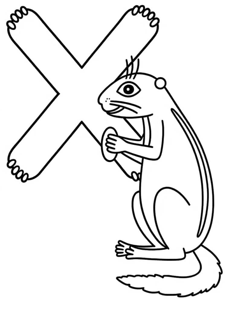 Coloriage lettre X avec xérus