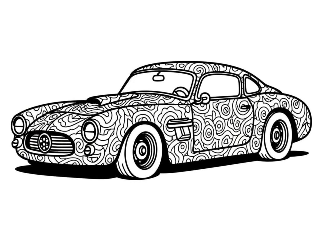 Coloriage voiture de sport mandala