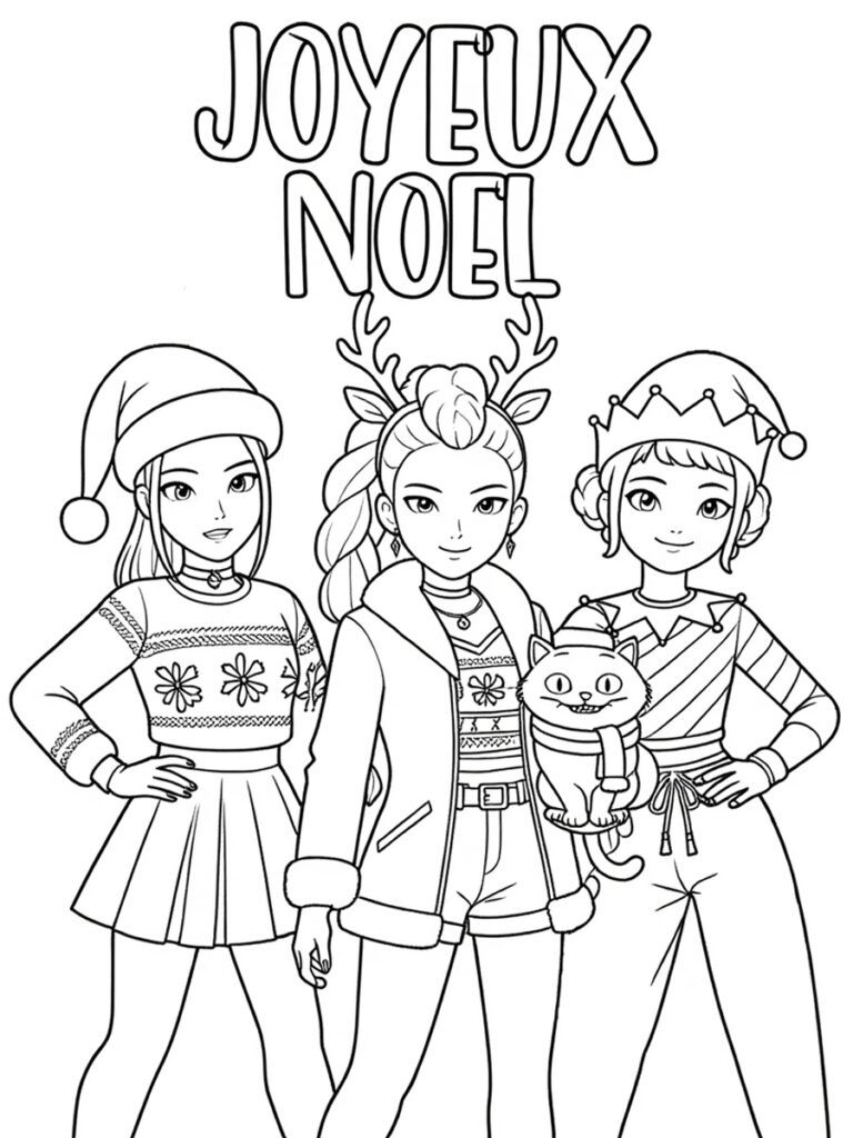 Coloriage KPop Demon Hunters Noël