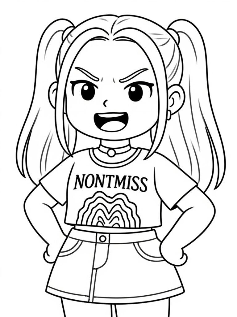 Coloriage Mira kawaii KPop Demon Hunters