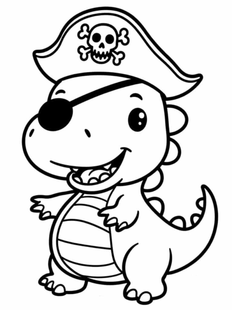 Coloriage dinosaure pirate