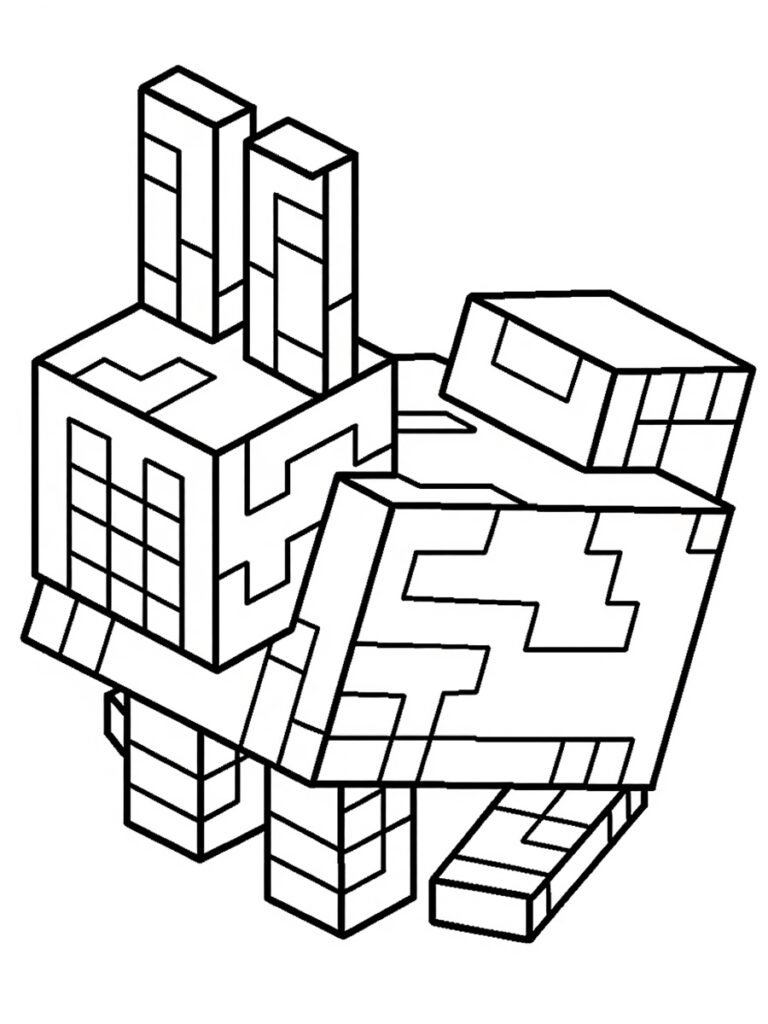 Coloriage Minecraft lapin
