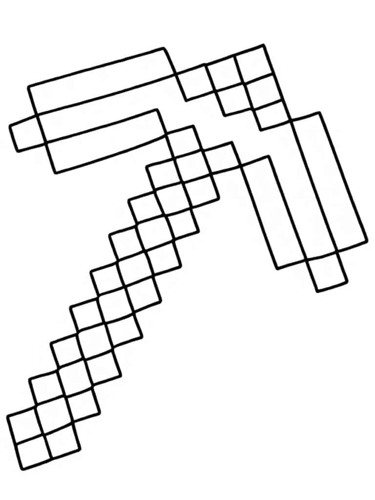 Coloriage Minecraft pioche
