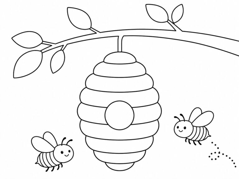 Coloriage abeille ruche