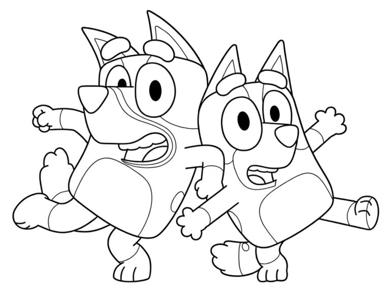 Bluey et Bingo Coloriage Bluey et Bingo