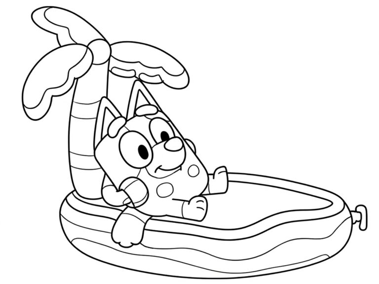 Bluey à la piscine Coloriage Bluey piscine