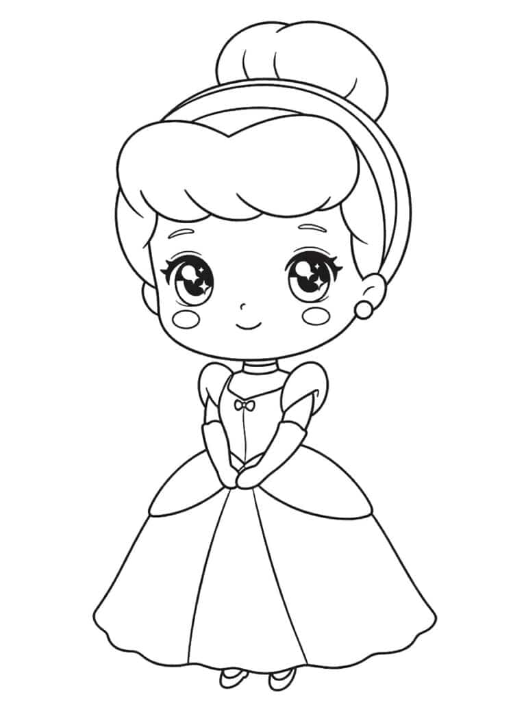 Coloriage Cendrillon kawaii