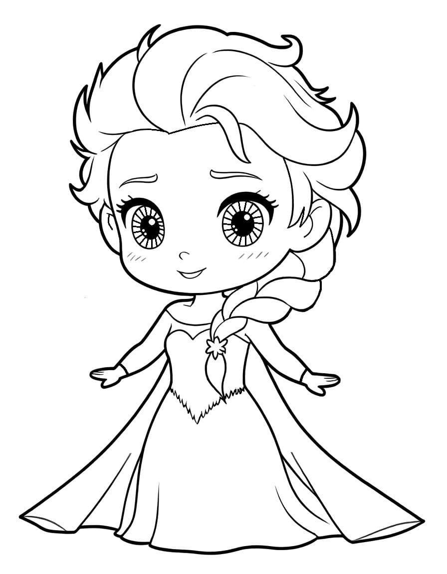 Coloriage Elsa kawaii