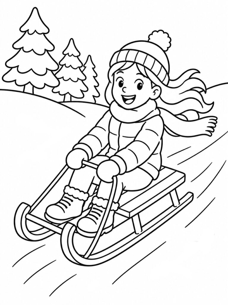 Coloriage luge fille