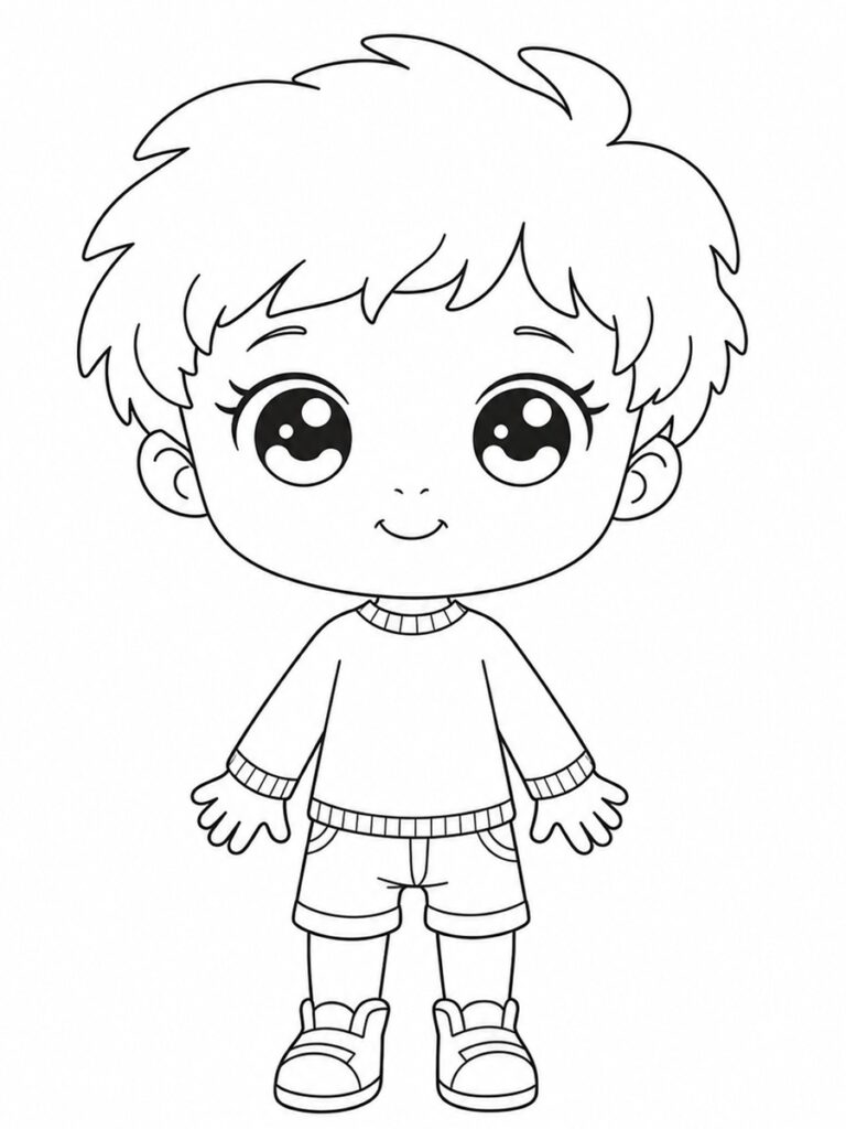 Coloriage garçon kawaii