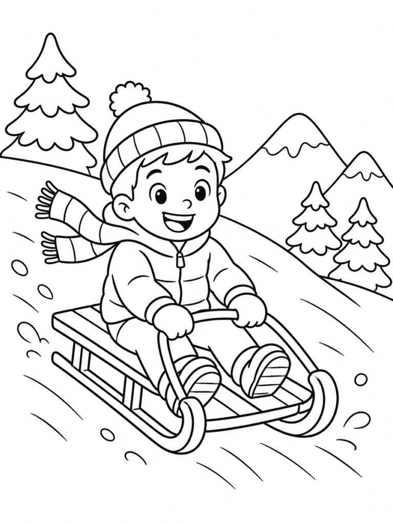 Coloriage luge garçon
