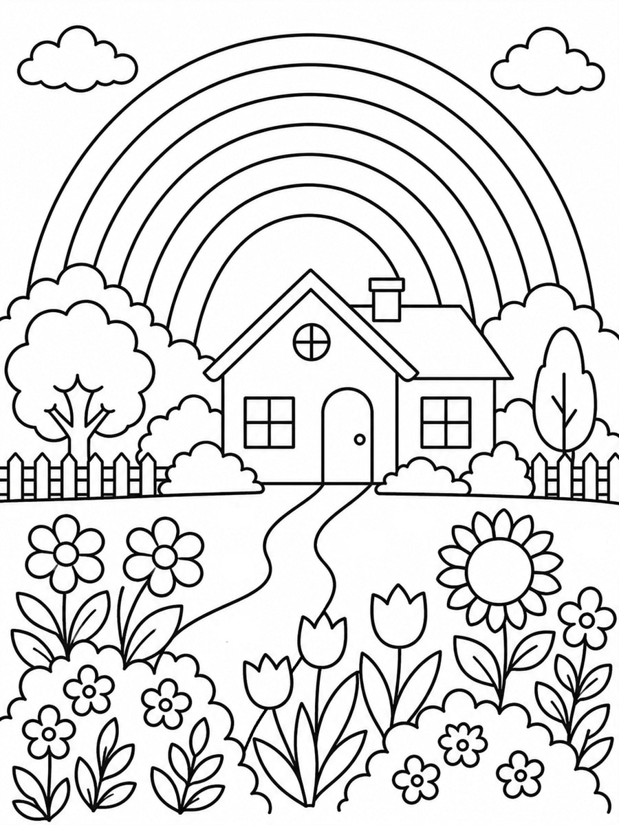 coloriage jardin arc-en-ciel coloriage jardin arc-en-ciel