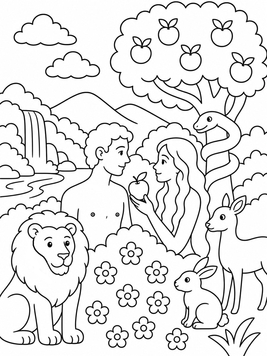 coloriage jardin d'eden coloriage jardin d'eden