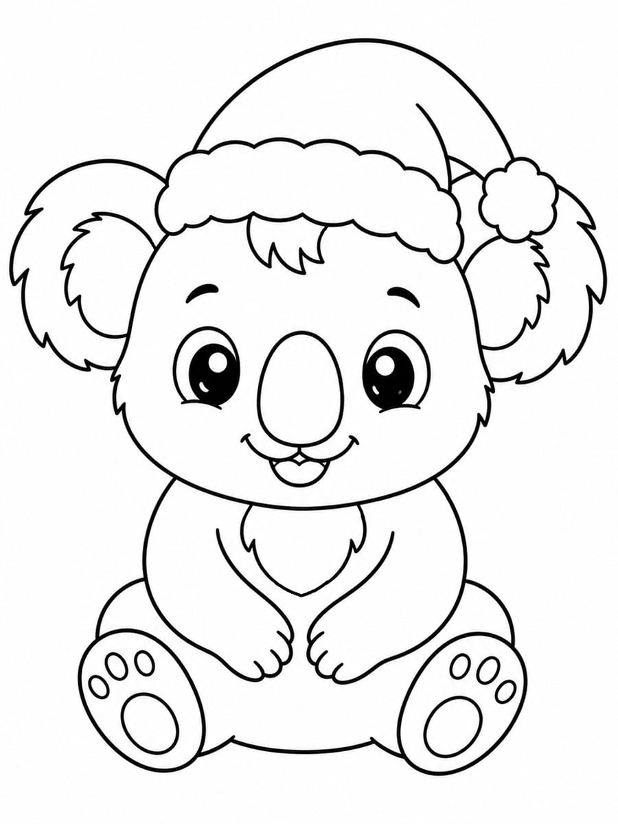 Coloriage koala de Noël Coloriage koala de Noël