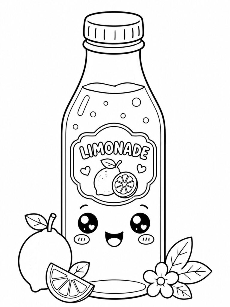 Limonade kawaii Coloriage limonade kawaii
