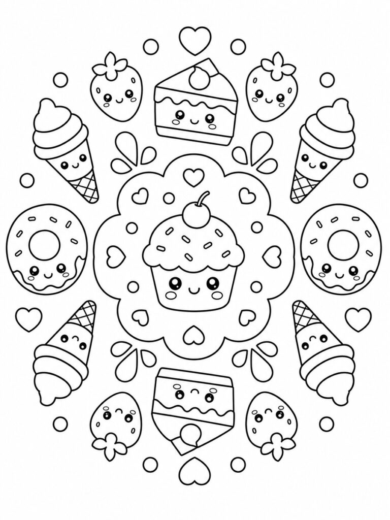 Coloriage mandala nourriture