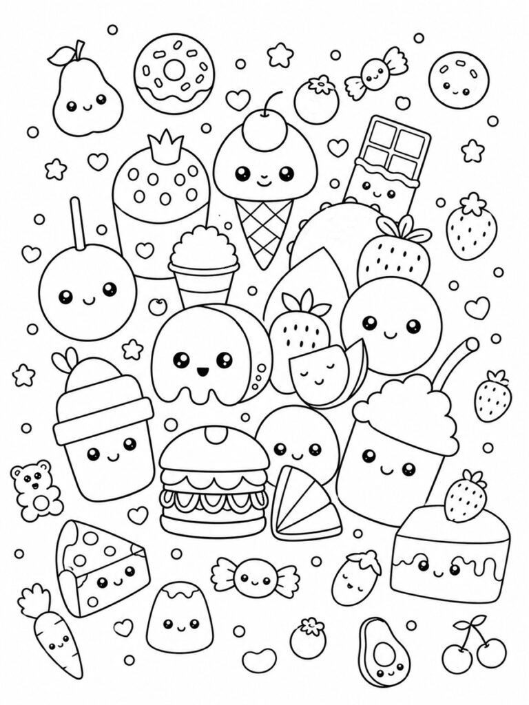 Coloriage nourriture kawaii