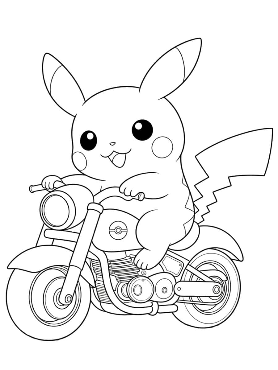 Coloriage Pikachu moto