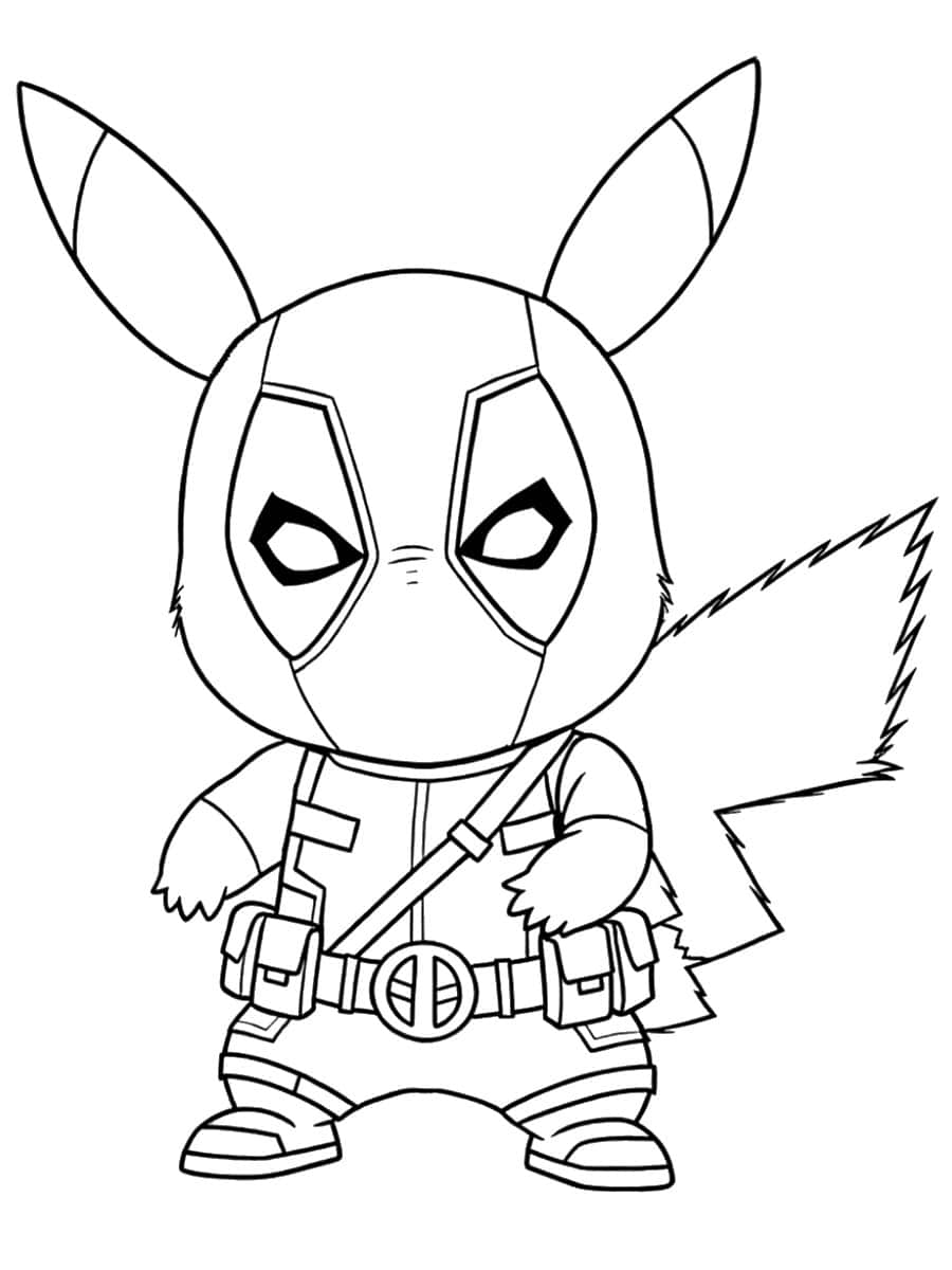 Coloriage Pikachu Deadpool