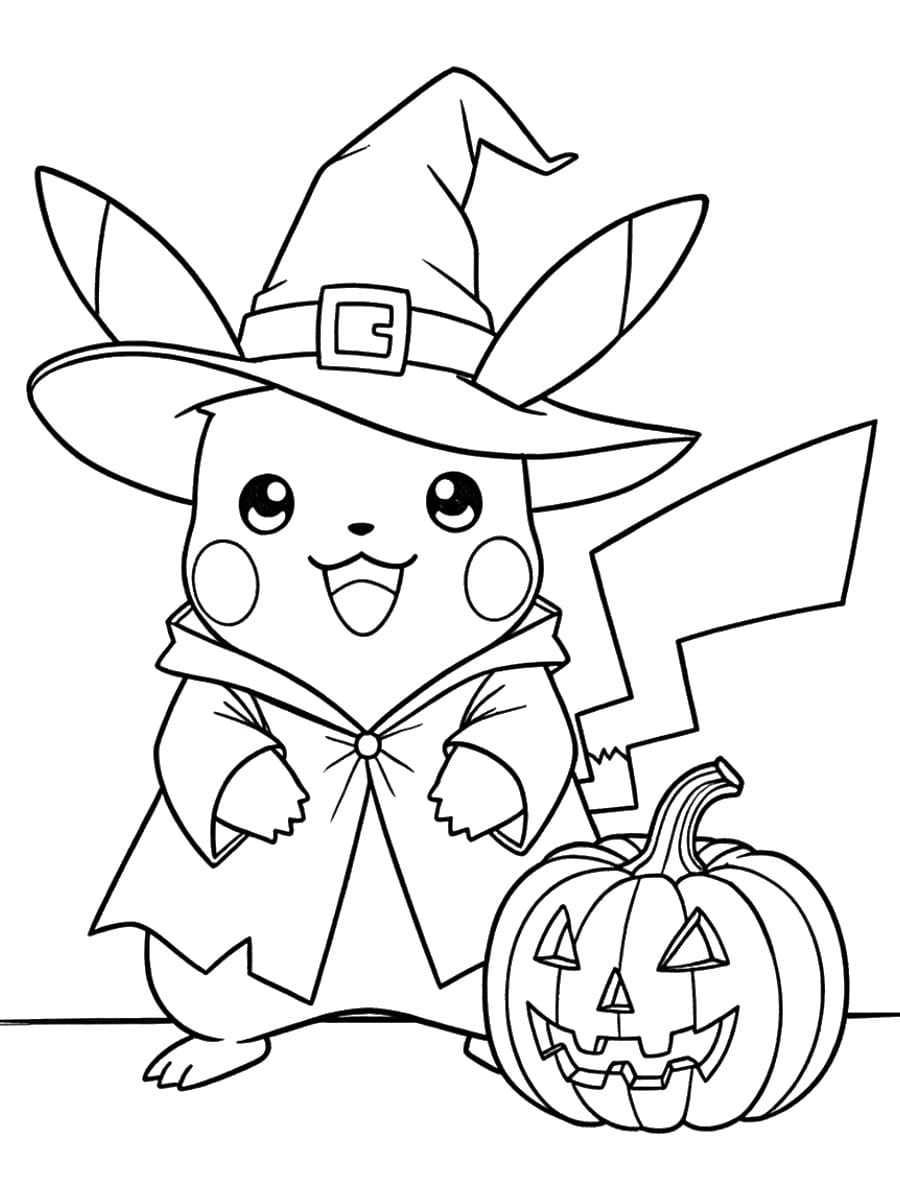 Coloriage Pikachu Halloween
