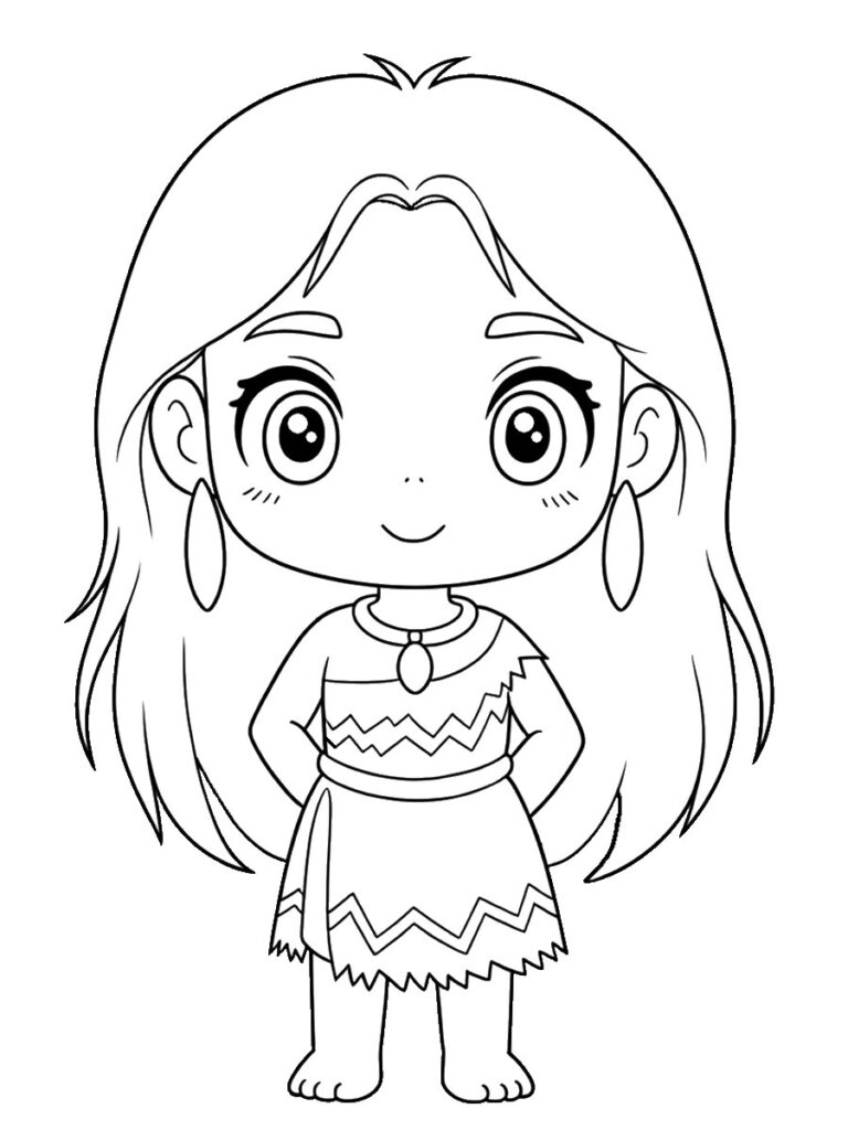 Pocahontas kawaii Coloriage Pocahontas kawaii