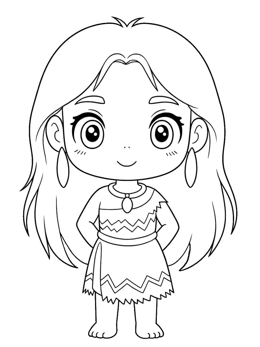 Coloriage Pocahontas kawaii