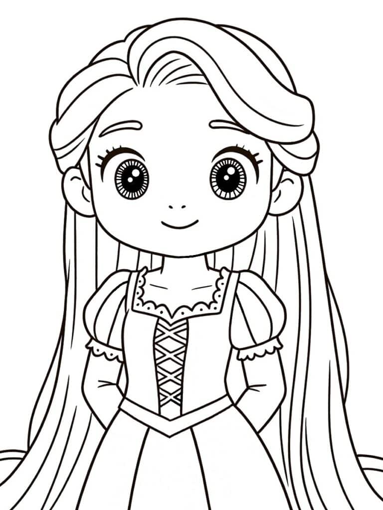 Coloriage Raiponce kawaii