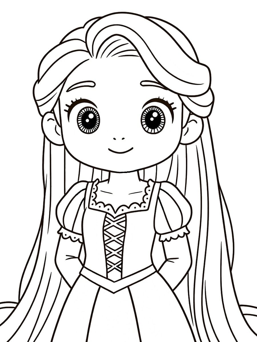 Coloriage Raiponce kawaii