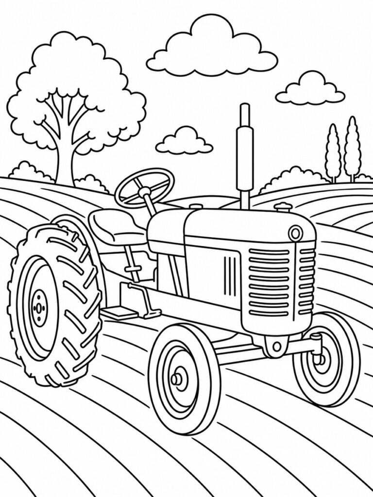 Coloriage tracteur ancien