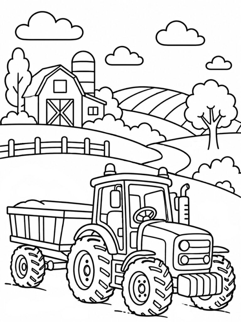 Tracteur avec benne Coloriage tracteur avec benne