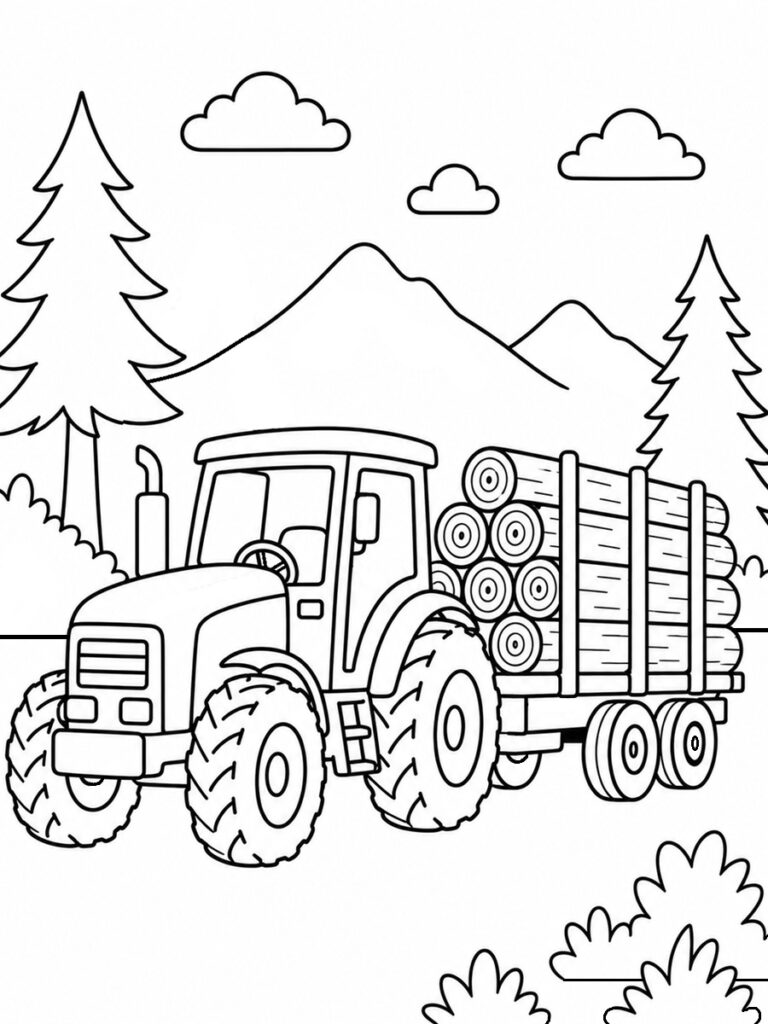Tracteur bois Coloriage tracteur bois
