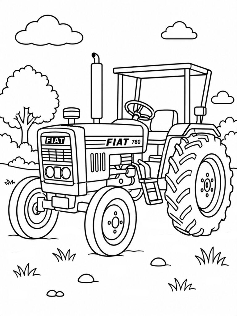 Coloriage tracteur ancien Fiat